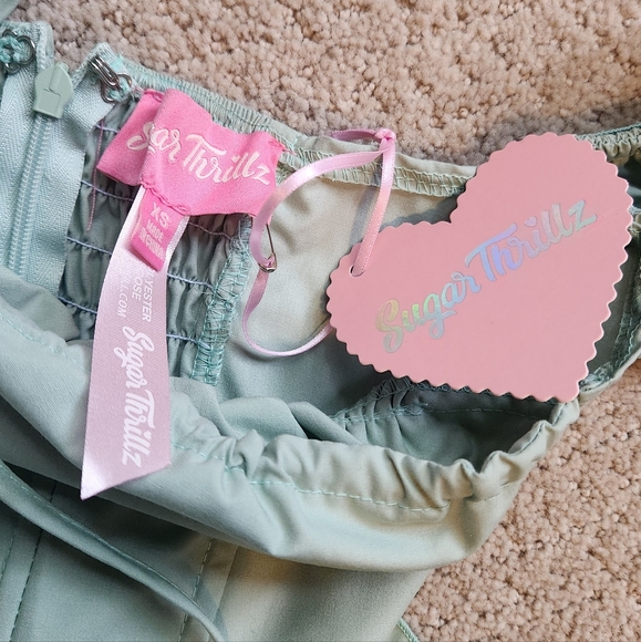 SUGAR THRILLZ Off Shoulder Corset Bustier Ruffle Mini Dress, Size XS - Picture 6 of 6